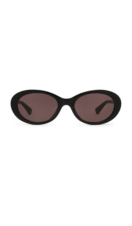 Bottega Veneta Slim Ribbon Oval Sunglasses – Black