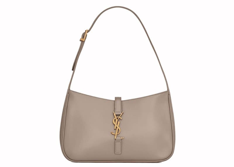 Saint Laurent Le 5 A 7 Hobo Bag in Smooth Leather Greyish
