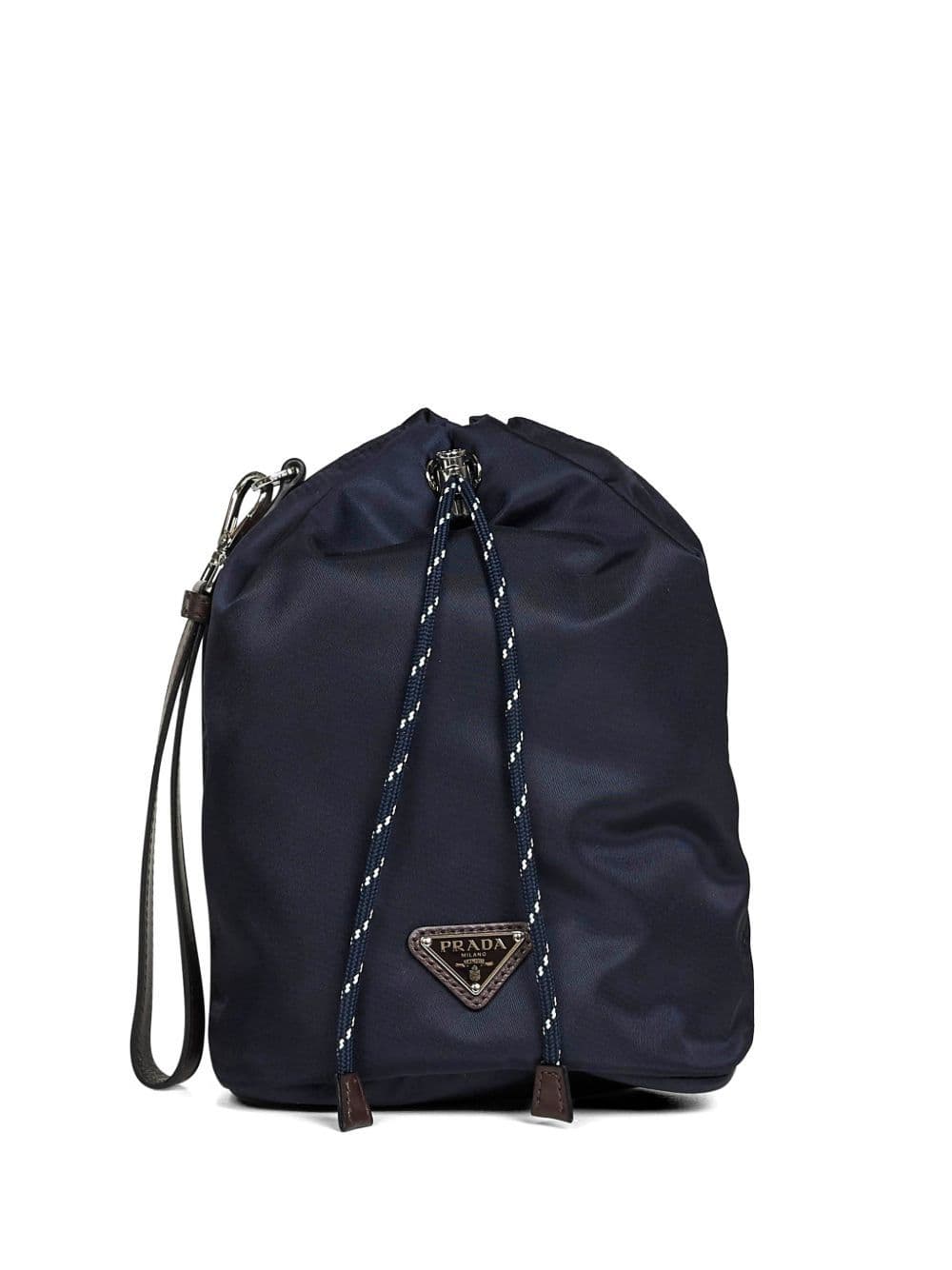 Prada drawstring logo clutch bag